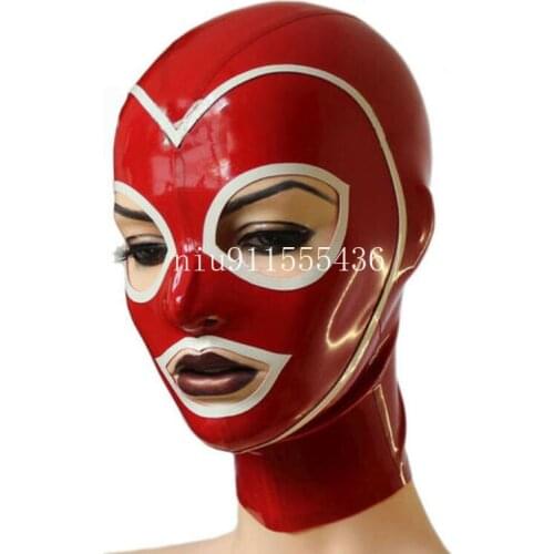 New Hot Sale Latex Hood with Open Big Eyes Back Zip Latex Mask Rubber Hood for Party Wear Cosplay Costumes