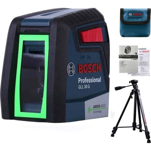 BOSCH Laser Level GLL30G Vertical Horizontal Green Light High Precision Two-Line Instrument Indoor Or Outdoor Automatic Leveling