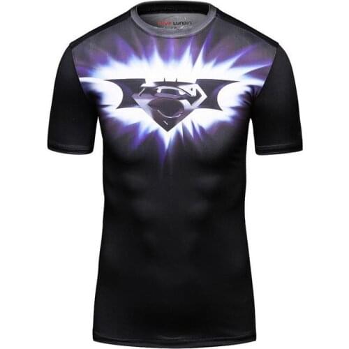 Summer New Fashion Casual Digital Cartoons Printing Men Outdoor Fitness Sport Short Sleeve Over Sized T Shirt Tight Jerseys