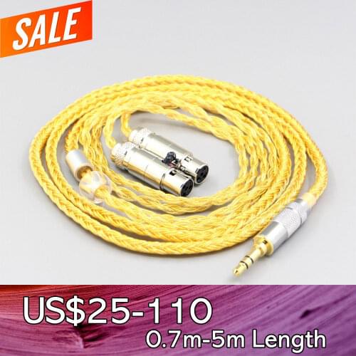 LN007373 16 Core OCC Gold Plated Braided Earphone Cable For Audeze LCD-3 LCD-2 LCD-X LCD-XC LCD-4z LCD-MX4 LCD-GX lcd-24