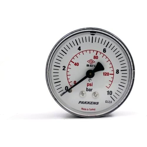 Pakkens Diameter 50mm Dry Type Pressure Gauge, Manometer, Back Connection 1/8 ''Manometer Double Scale For Air Compressor
