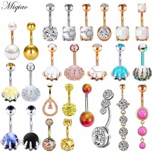 Miqiao 1pcs New Zircon Navel 316L Stainless Steel Belly Body Piercing Jewelry for Woman Men