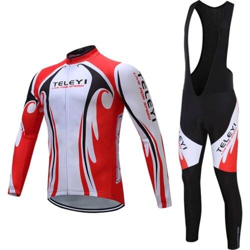 Mens Autumn Long Sleeve Cycling Jersey Set BIB Gel Kit 2021 Fall Road Bike Clothing MTB Suit Male Bicycle Clothes Uniform Wear
