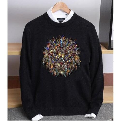 Autumn 2021 mens new casual Diamond stone cardigan Pullover mens winter fashion sweater men