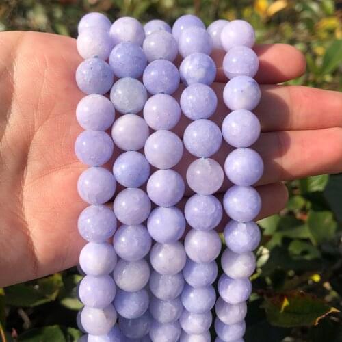 Natural Stone Light Purple Jades Beads Round Loose Spacer Beads For Jewelry Making DIY Bracelet Necklace 15'' Strand 6/8/10/12mm