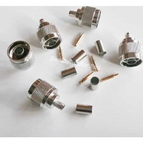 10Pcs N Male Plug Crimp For RG5 LMR300 RG212 5D-FB Cable Straight RF Connector