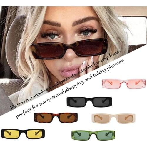 2PCS Vintage Square Sunglasses Women Luxury Brand Travel Small Rectangle Sun Glasses Girls Fashion Retro Lunette De Soleil Femme