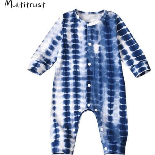 2020 Autumn Baby Girls Boys Dots Romper Toddler Newborn Baby Girls Boys Long Sleeve Tie Dye Print Romper Jumpsuits Clothes