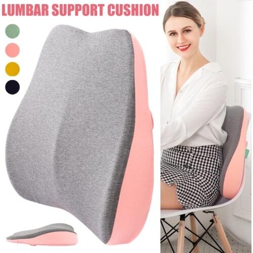 Lumbar Chair Cushion Ergonomic Back Support Pillow with Adjustable Belt Memory Foam Design for Lower Back Pain Relief M2