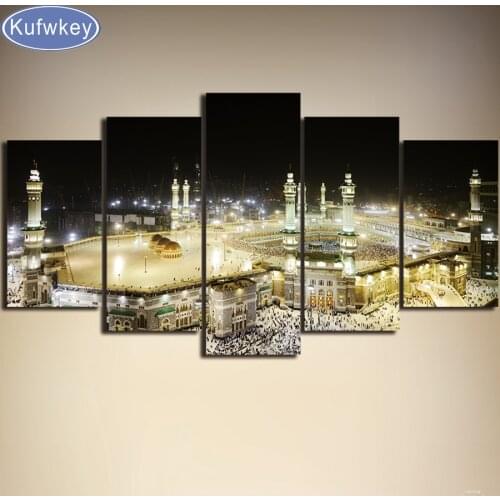 Full,Diamond Embroidery,5 Panel Islamic Muslim Mosque,5D diy Diamond Painting,Cross Stitch,Diamond Mosaic,diamond pattern,decor