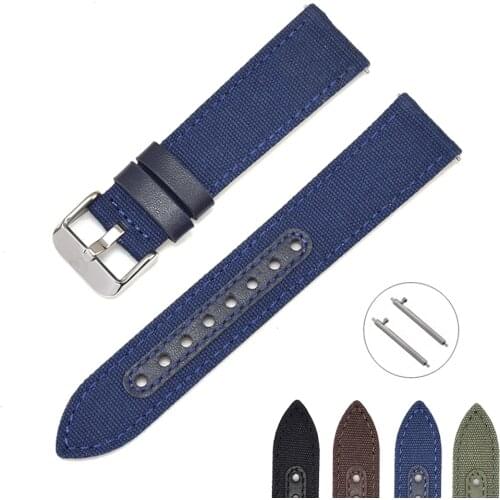 18mm 20mm 22mm 24mm Nylon Genuine Leather Watchband for Samsung Galaxy Watch 42mm 46mm Active 2 Amazfit GTR Strap Bracelet Band