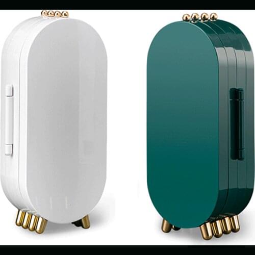 Jewelry Storage Box Earrings Display Stand Bracelet Necklace Organizer Foldable Portable Plastic Box 4 Doors