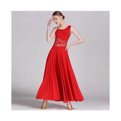 Standard Ballroom Dance Dresses 2019 High Quality Lace Sleeve Flamenco Dancing Skirt Women Cheap Stage Waltz Ballroom Dress