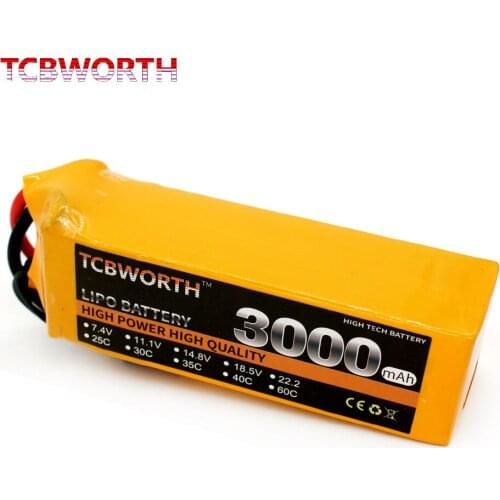 TCBWORTH Batteries 6S 22.2V 3000mAh 60C MAX 120C RC Helicopter LiPo Battery For RC Airplane Quadrotor Drone Truck Car Boat AKKU