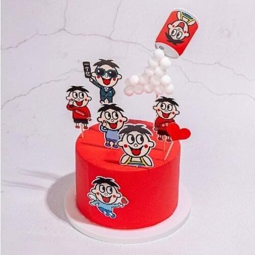 Cake topper cartoon character three-dimensional fur ball wealthy festive Chinese New Year birthday cake decoration insert card