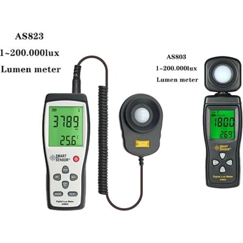 SMART SENSOR Illuminance Meter AS8031~200.000lux Integrated Illuminance Meter Digital LED AS823 1~200.000lux Mini Lumen Meter
