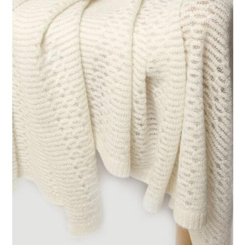 Knitted 100% cashmere scarf Silver silk crocheted solid color warm autumn winter Luxury Brand wool big shawl