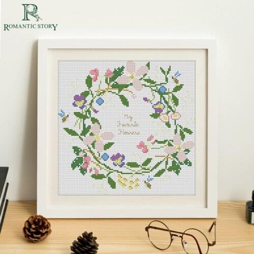 Embroidery,Paintings,Needlework,Cross stitch kits,Garland, flower,home DIY Cross-stitch,thread embroidery,Romantic Story 2042