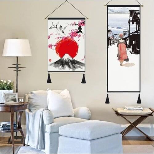 Japanese Ukiyoe for HD Canvas Poster Modern Wall Art Classic Canvas Picture Living Room Decor Painting Solid Wood Scroll Hanging