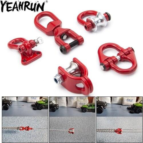 YEAHRUN RC Car Metal Trailer Tow Hook Lifting Pulley Butterfly Ring Buckle for 1:10 RC Crawler TRX4 TRX6 Axial SCX10 Parts