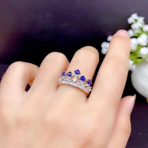 New Sapphire 925 Silver Ladys Ring Fashion Valentines Day gift