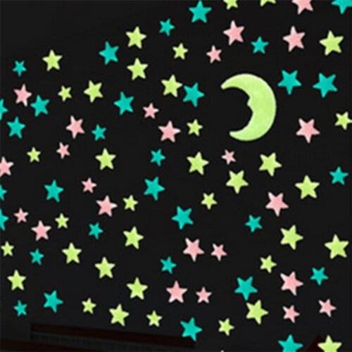 100pcs Luminous Wall Stickers Glow In The Dark Stars Sticker Decals for Kids Baby rooms Colorful Fluorescent Stickers Home decor