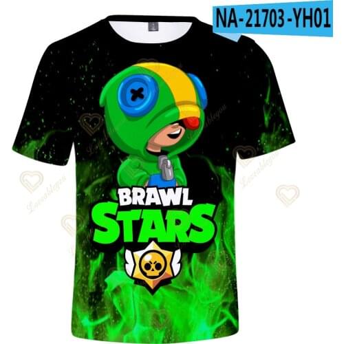 100cm - 160cm Crow Spike Leon Shelly Tshirt Kids Game Star Shirt Tops Kid T-shirt Boys Girls 3D PRIMO MORTI Short Sleeve T-shirt