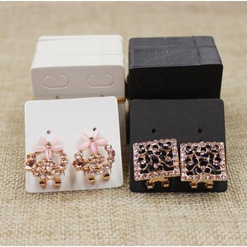 4*4cm 100pcs per lot blank paper white/black color cardboard stud claw earring package card tag