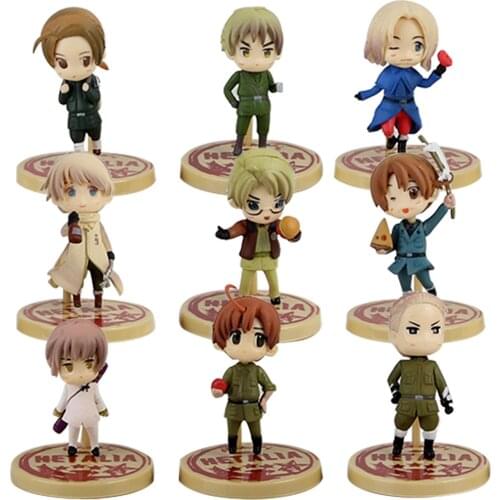 9pcs/set Anime Axis Powers Hetalia Figures PVC Action Figure Q Version Collectible Model Toys