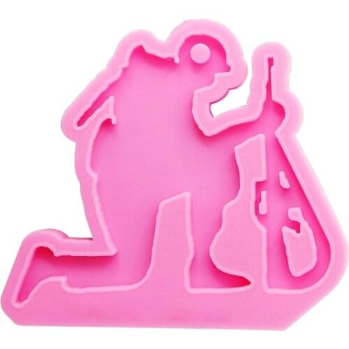 97QE Keychain Epoxy Resin Mold Glossy Fallen Soldier Shape Keyring Pendant Casting Silicone Mould DIY Crafts Decorations Tool