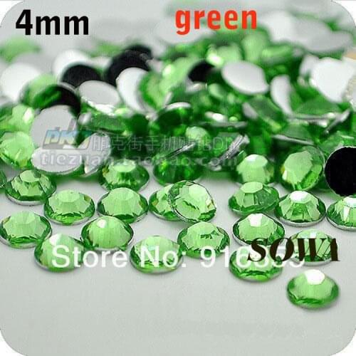 Free Shipping 1440pcs/bag SS16 Size 4mm Green Resin Flatback beads,Nail Art beads,DIY Wedding Decoration