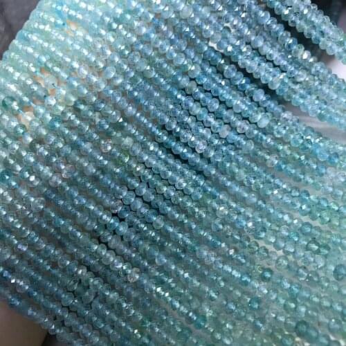 LOOSE BEADS light blue Apatite roundelle faceted 4/4mm wholesale for DIY jewelry necklace 36cm