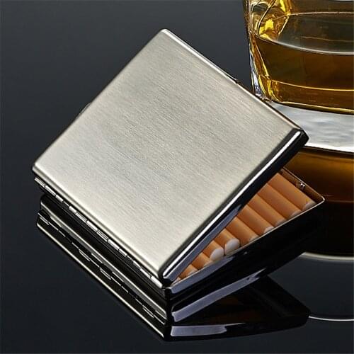 Stainless Steel Cigarette Case 20Pcs Portable Resistant Moisture-Proof Metal Flip Cigarette Case Smoking Accessories Mens Gifts