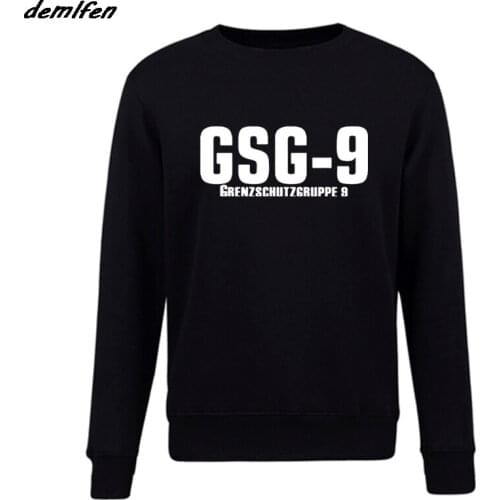 Spring Autumn Fashion Men O-Neck Fleece Sweatshirt Gsg-9 Special Police Force Bundespolizei GSG-9 Black Design Hoodies Coat