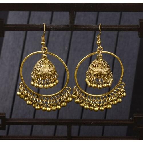 Ethnic Indian Jhumka Jhumki Jewelry Bells Tassel Dangling Drop Earrings Women X4YA