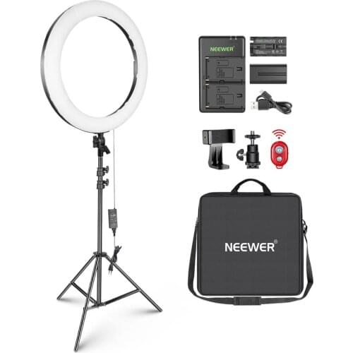 Neewer 20-inch LED Ring Light Kit: 44W Dimmable Bi-color Circle Light, Light Stand for Portrait Photography Video Make-up Selfie