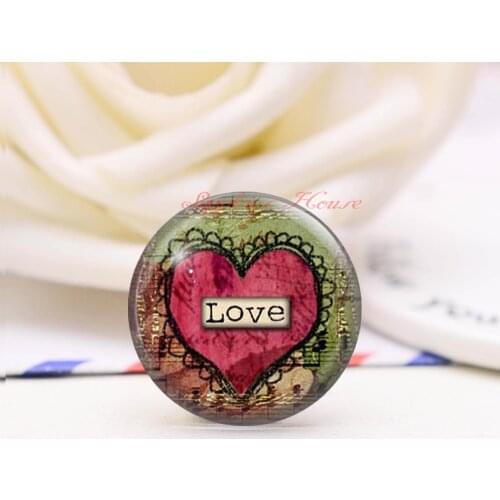 Handmade Round Love photo glass Cabochons, Jewelry Finding Cameo Pendant Settings, (F50-1675)