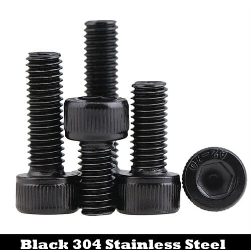 M4 M4*6 M4x6 M4*8 M4x8 M4*10 M4x10 DIN912 Black 304 Stainless Steel SS Cup Cap Allen Head Bolts Inner Hex Hexagon Socket Screw