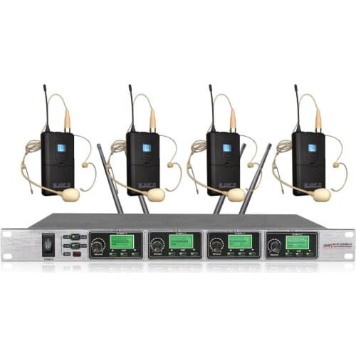 Microfono inalambrico UHF 4 x 50 Channels PLL Four Beige Headset draadloze microfoon Bolymic