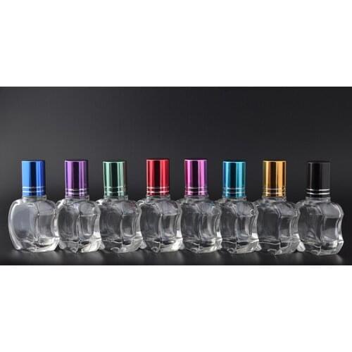 MUB - 10ml Mini Glass Apple Shaped Steel Roll-on Essential Oil Perfume Bottles Empty Cosmetics Container Rollerball Bottles