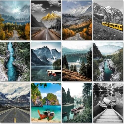 SDOYUNO Paint By Numbers Landscape Oil Painting By Numbers On Canvas Mountain Scenery 40x50cm Frameless DIY Home Decor Wall Art