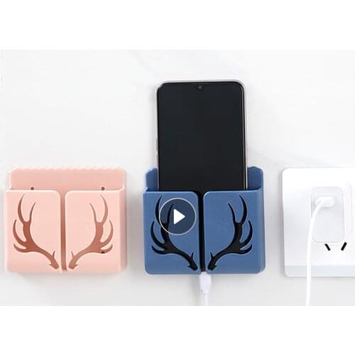 1PC Wall Mounted Storage Box Shelf Phone Remote Control Storage Box Home Bedroom Antler Mobile Living Room Storage Organization