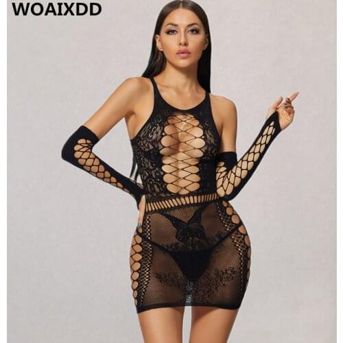 Babydoll Women Fishnet Underwear Sexy Lingerie Erotic Plus Size XXXL Hollow Out Bondage Porn Bodystocking Bodysuits Sex Costumes