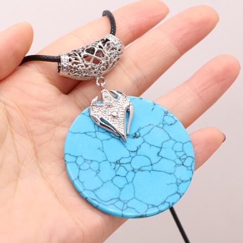 New Style Natural Shell Necklace Blue Turquoise Pendant Leather Cord 2MM Charms For Elegant Women Love Romantic Gift