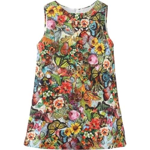 Girls vest Dress spring Autumn Butterfly Girl Embroidered Kids vintage Sleeveless Dress