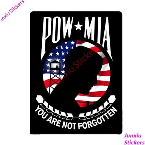 POW MIA US Flag Cartoon Car Sticker for Bumper Window Decals Rear Windshield Laptop Scratch-Proof Exterior Accessories KK14*11cm