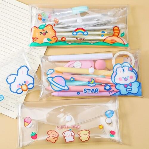 Transparent Pencil Casey High Capacity School Pencil Case Pencil Pouch Stationery Organizer Bags Kawaii School office Supplies