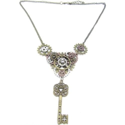 Punk Industry Gear Lock Pendant Necklace Gothic Steam Age All Kinds Of Gear Metal Choker Necklace Ketting Jewelry For Unisex New