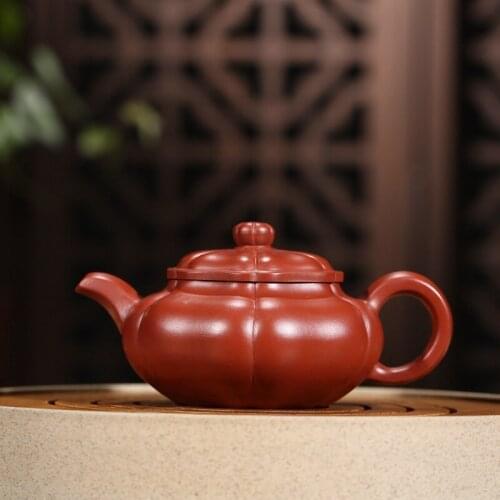 Yixing purple clay pot genuine hand-made raw ore Dahongpao ribbed pot new Kungfu teapot tea set micro-agent
