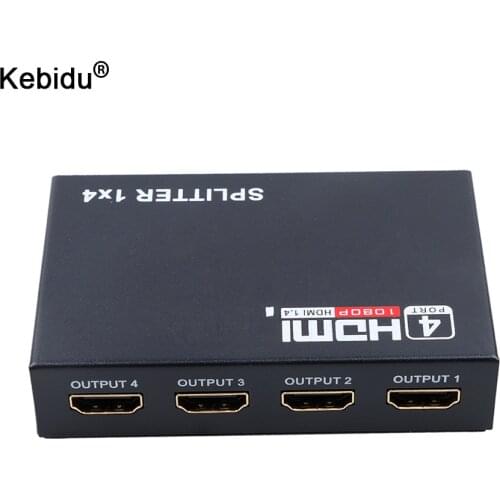 1 in 4 out Splitter 1X4 4 Port Hub Repeater Amplifier 1.4 3D 1080p HDMI-compatible With Power Supply Long Distance Transmission